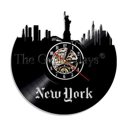 Vinylové nástěnné hodiny New York skyline