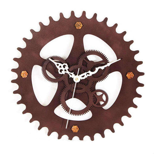 Kovové industriální hodiny tvar ozubeného kola