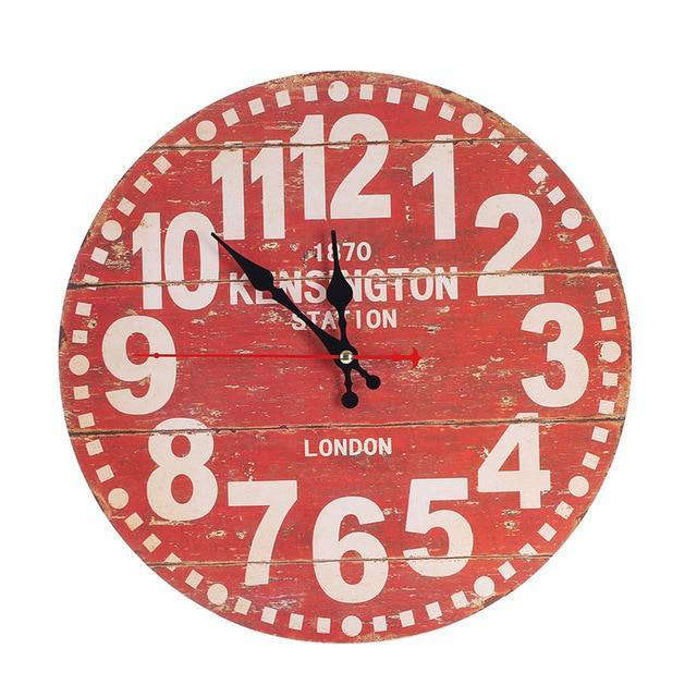Červené retro nástěnné hodiny London