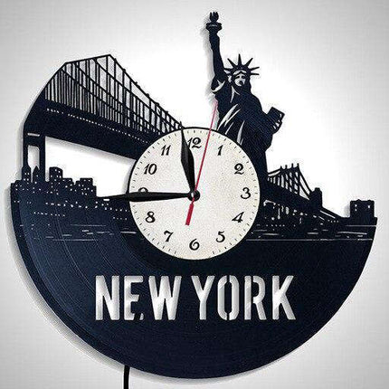 Vinylové hodiny silueta města New York