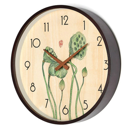 Dřevěné hodiny s malbou bambusu Asie