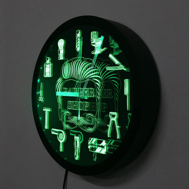 Nástěnné LED hodiny pro holičství