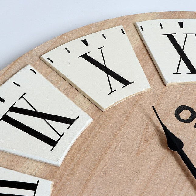 Dřevěné vintage nástěnné hodiny Old Town