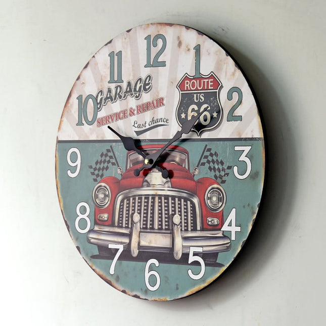 Retro hodiny do garáže Route 66