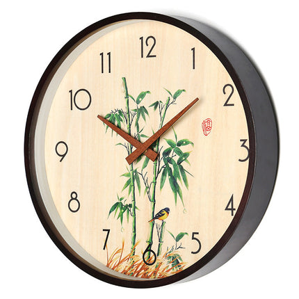 Dřevěné hodiny s malbou bambusu Asie
