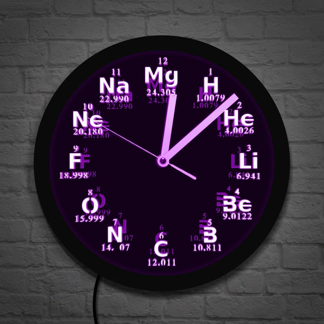Nástěnné LED hodiny chemické prvky