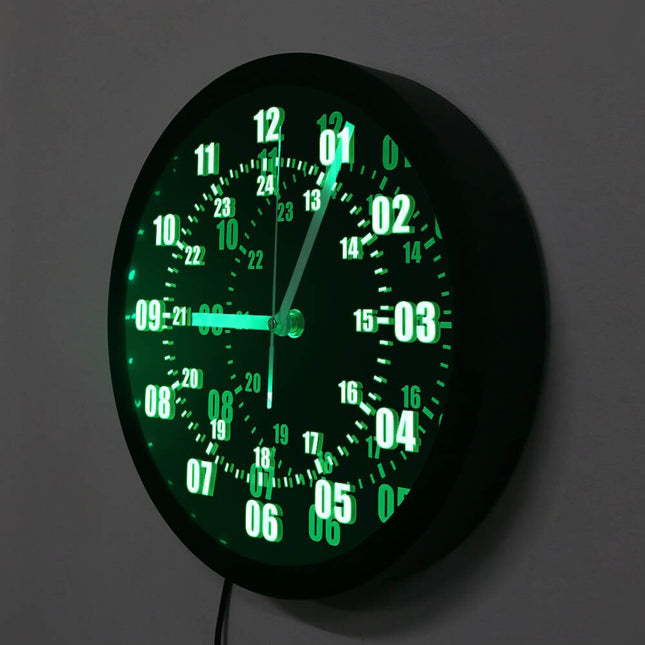 Vojenské nástěnné LED hodiny 24h ciferník