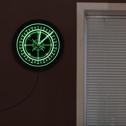 Podsvícené nástěnné LED hodiny kompas