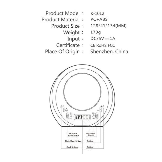 Futuristický budík a noční lampa měsíc