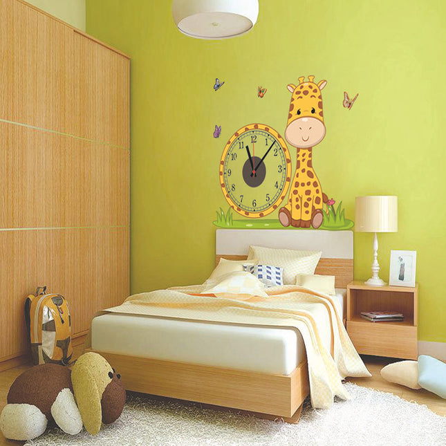 Nalepovací nástěnné hodiny se žirafou