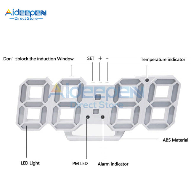 Moderní 3D LED digitální stolní hodiny