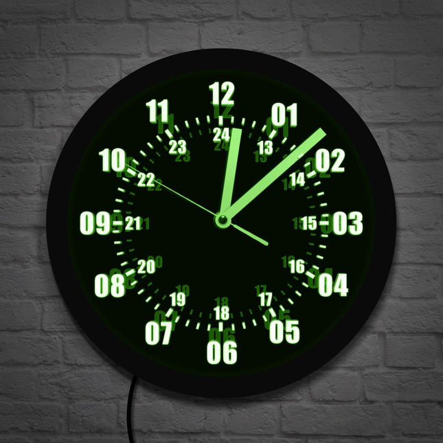 Vojenské nástěnné LED hodiny 24h ciferník
