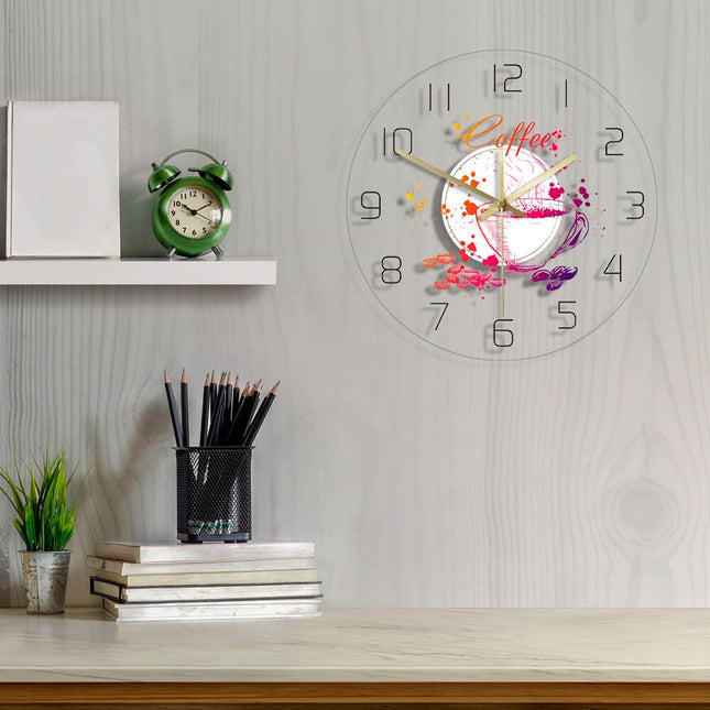 Designové nástěnné hodiny s kávou