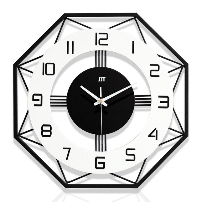 Geometrické osmiúhelníkové hodiny v severském stylu
