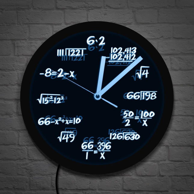 Nástěnné LED hodiny s matematickými vzorci