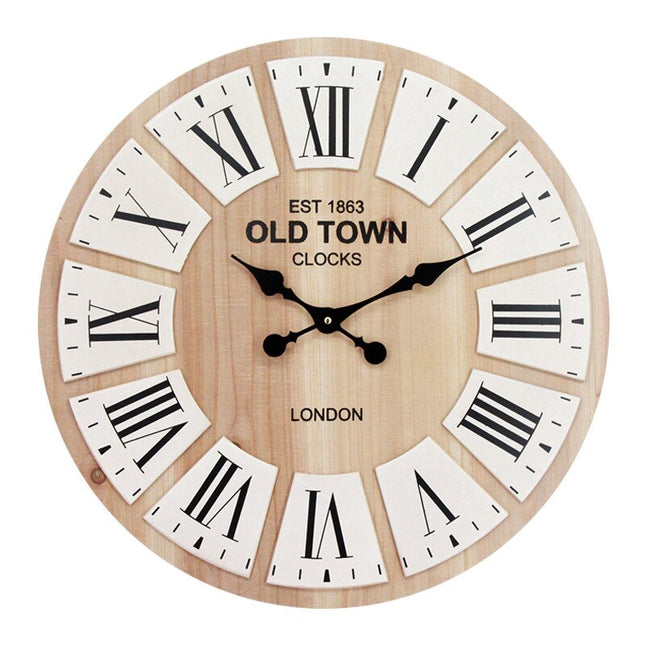Dřevěné vintage nástěnné hodiny Old Town