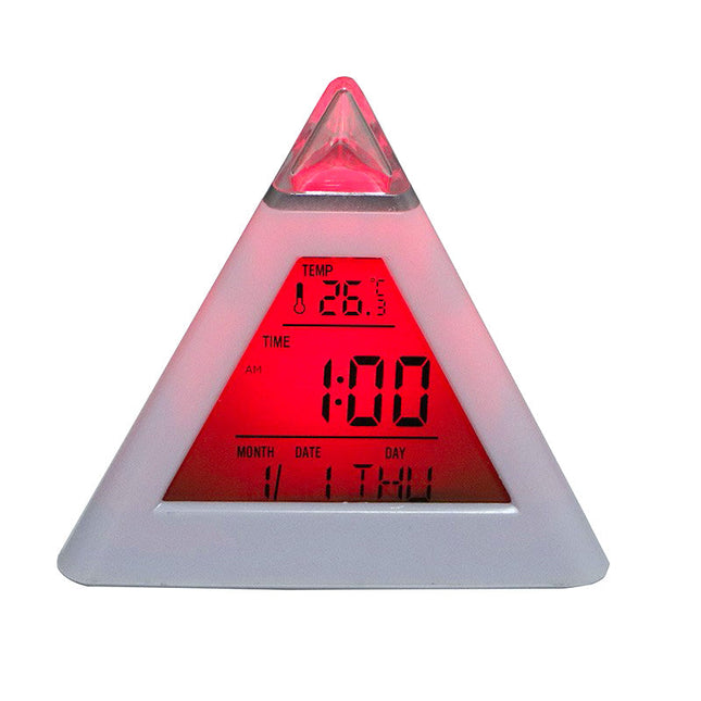 Světelný budík pyramida měnící barvy
