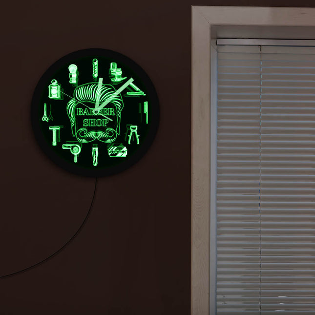 Nástěnné LED hodiny pro holičství