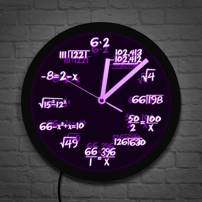 Nástěnné LED hodiny s matematickými vzorci