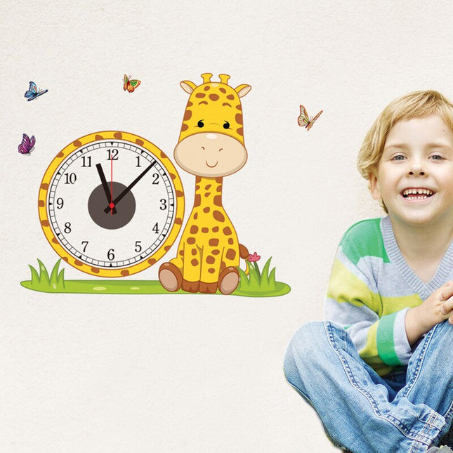 Velké dětské hodiny na zeď žirafa