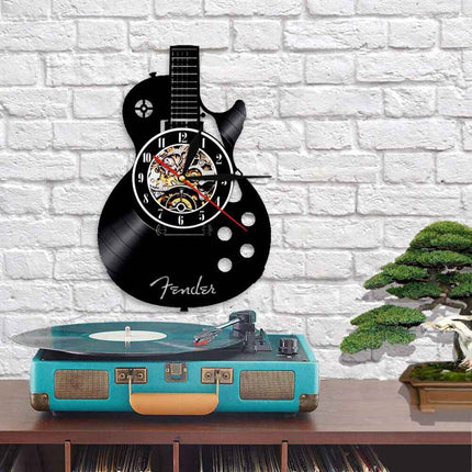 Vinylové hodiny ve tvaru elektrické kytary