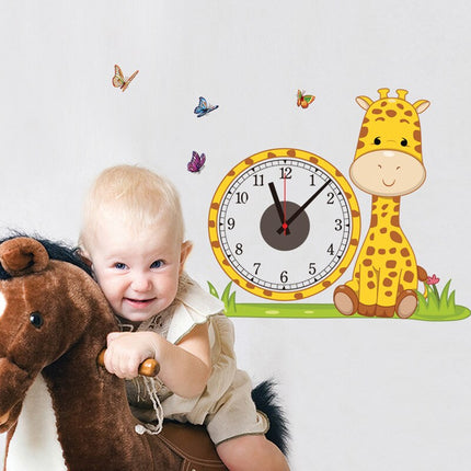 Velké dětské hodiny na zeď žirafa