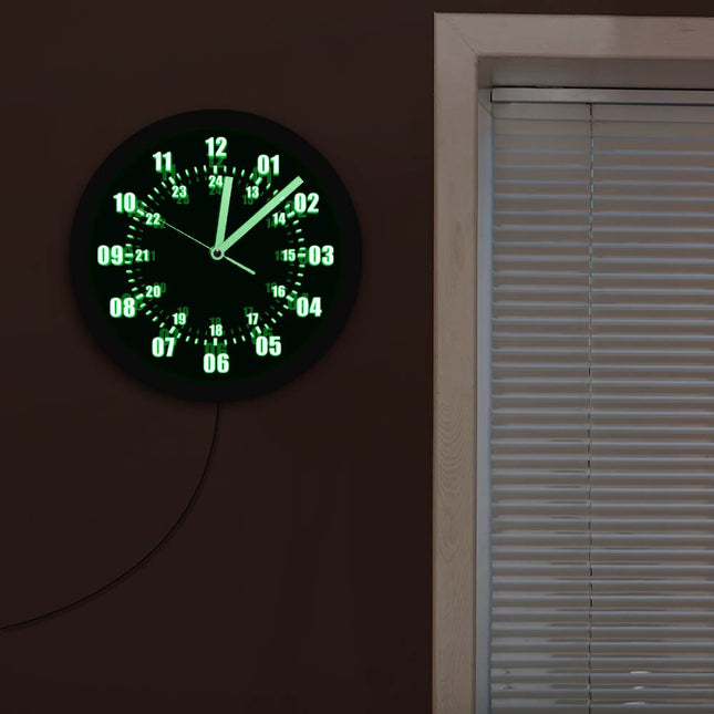Vojenské nástěnné LED hodiny 24h ciferník