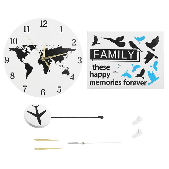 Nástěnné hodiny mapa světa s kyvadlem