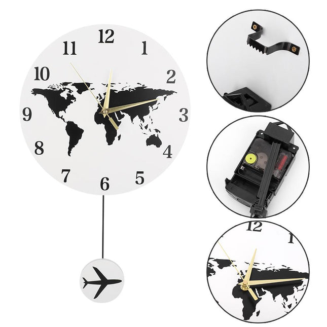 Nástěnné hodiny mapa světa s kyvadlem