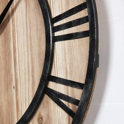 Industriální hodiny kombinace dřeva a kovu