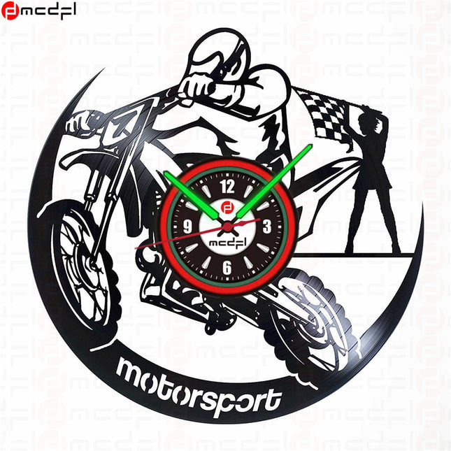 Nástěnné hodiny motokros červené a zelené