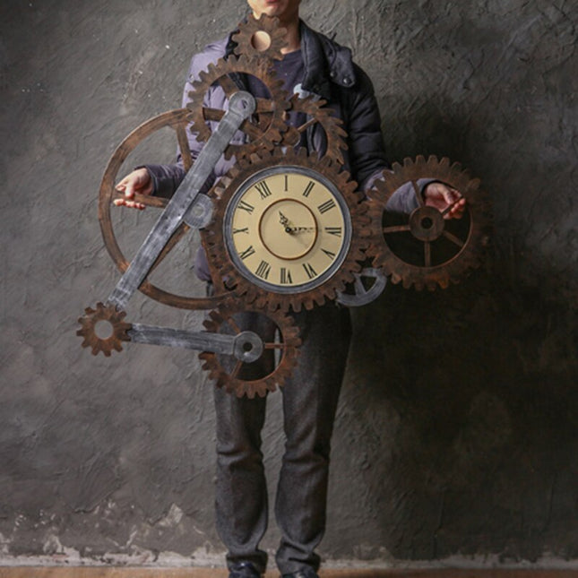 Steampunk nástěnné hodiny s mechanismem