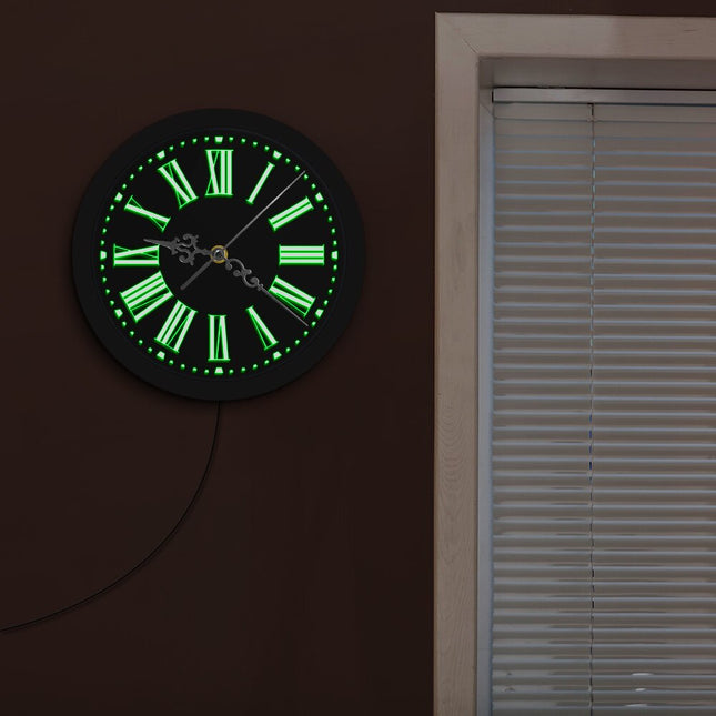 Podsvícené LED hodiny s římskými číslicemi