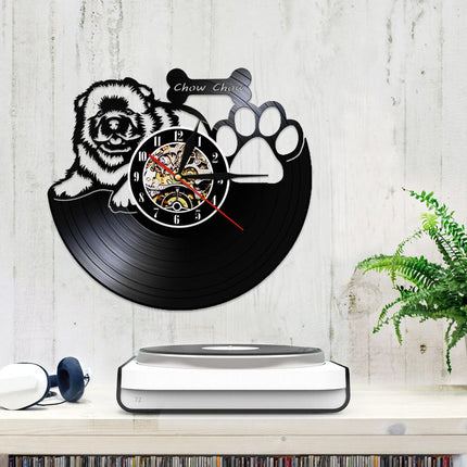 Vinylové hodiny pro milovníky psů Čau-čau
