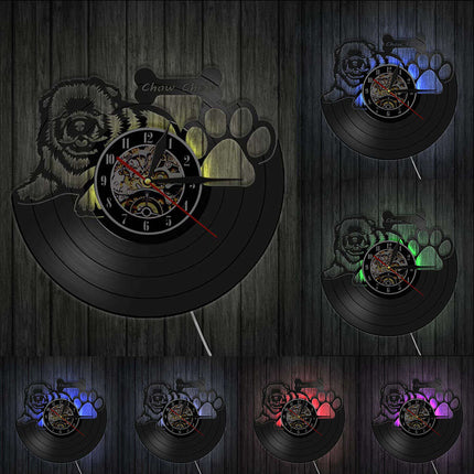 Vinylové hodiny pro milovníky psů Čau-čau
