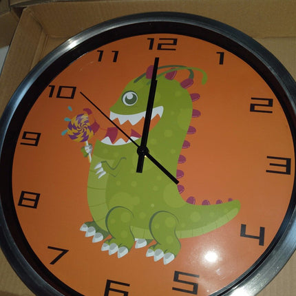Oranžové dětské hodiny s dinosaurem