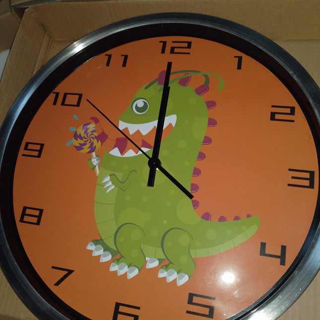Oranžové dětské hodiny s dinosaurem