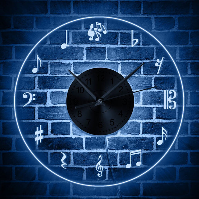 Nástěnné LED hodiny s hudebními notami