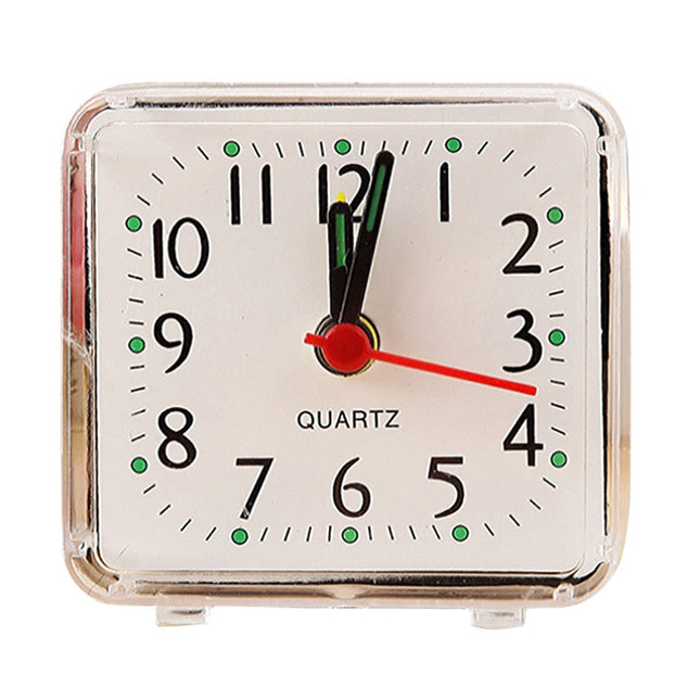 Klasický malý čtvercový stolní budík quartz