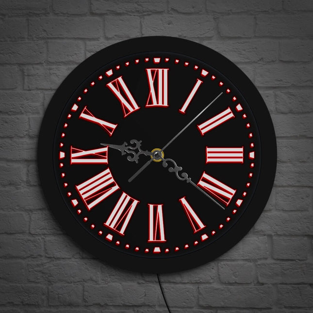 Podsvícené LED hodiny s římskými číslicemi