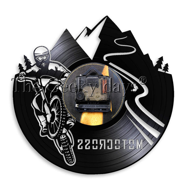 Nástěnné hodiny z vinylu motiv motokros