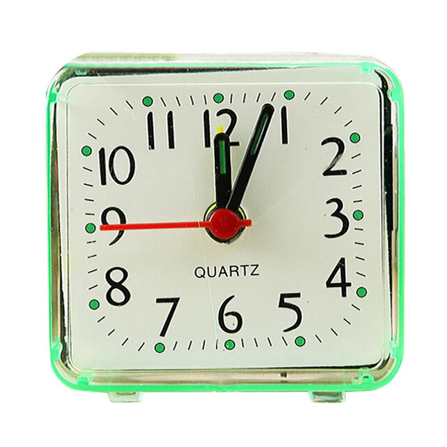 Klasický malý čtvercový stolní budík quartz