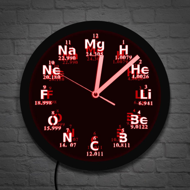 Nástěnné LED hodiny chemické prvky