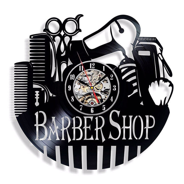 Vinylové hodiny pro holiče Barber Shop