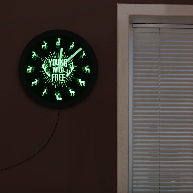 Myslivecké LED hodiny s motivem jelena