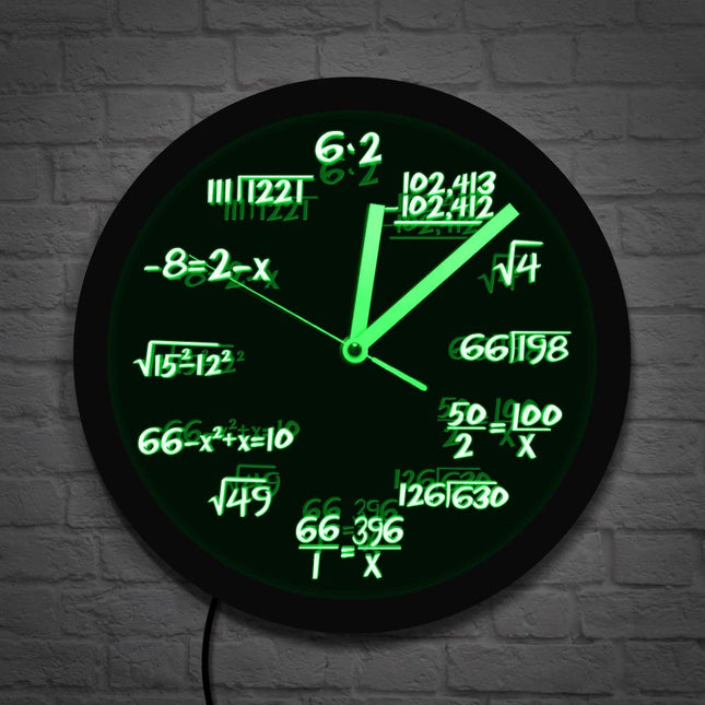 Nástěnné LED hodiny s matematickými vzorci