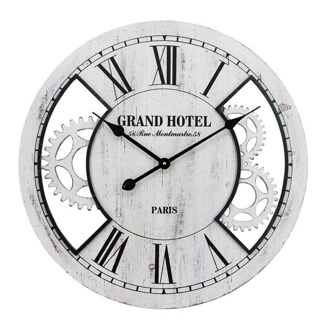 Dřevěné vintage nástěnné hodiny Old Town