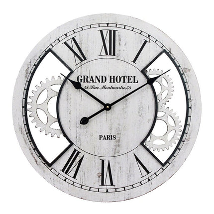 Dřevěné vintage nástěnné hodiny Old Town