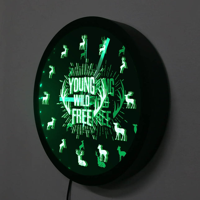 Myslivecké LED hodiny s motivem jelena