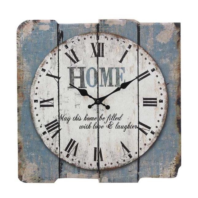 Rustikální nástěnné hodiny s nápisem Home